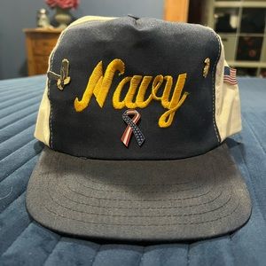 Navy Hat Vintage with Pins